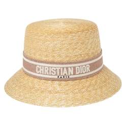 Christian Dior Dioresort Straw Logo Band Detail Small Brim Hat (57