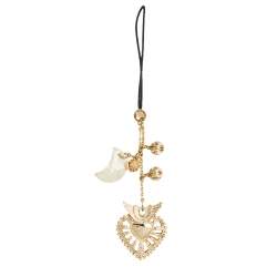 Dior Gold Tone Heart & Crystal Moon Phone Charm