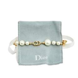 مملوكة مسبقًا سوار ديور لؤلؤ صناعي بسلسلة ذهبي اللون 