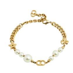 مملوكة مسبقًا سوار ديور لؤلؤ صناعي بسلسلة ذهبي اللون 