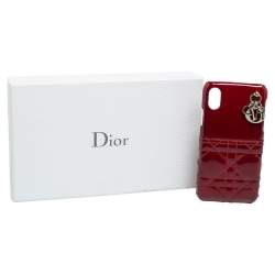 Dior Red Cannage Patent Leather Lady Dior iPhone X/XS Case