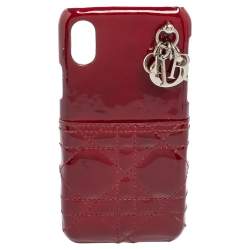 Dior Red Cannage Patent Leather Lady Dior iPhone X/XS Case