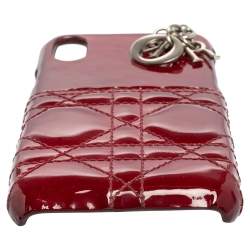 Dior Red Cannage Patent Leather Lady Dior iPhone X/XS Case