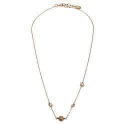 Dior Cannage Faux Pearl Crystal Gold Tone Station Necklace