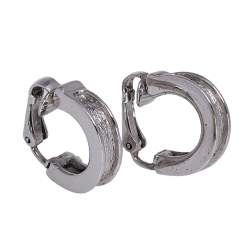 Pre Owned Dior Vintage Brushed Silver Tone Half Hoop Clip-on Earrings