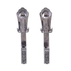 مملوكة مسبقًا أقراط ديور فينتدج معدن رصاصي مزخرف كريستال نصف حلقة