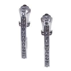 مملوكة مسبقًا أقراط ديور فينتدج معدن رصاصي مزخرف كريستال نصف حلقة