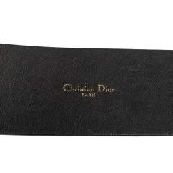 Pre Owned Dior Black Leather Diorquake Buckle Belt 90CM