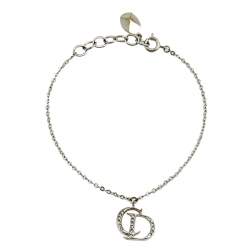 Pre Owned Dior CD Crystal Silver Tone Charm Bracelet