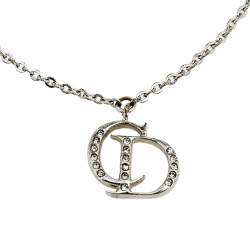 Pre Owned Dior CD Crystal Silver Tone Charm Bracelet
