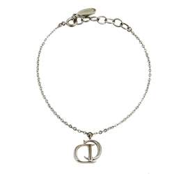 Pre Owned Dior CD Crystal Silver Tone Charm Bracelet