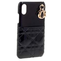 Dior Black Cannage Patent Leather Lady Dior iPhone X/XS Case