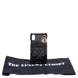 Dior Black Cannage Patent Leather Lady Dior iPhone X/XS Case