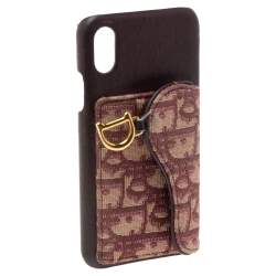 Dior Burgundy Oblique Jacquard Canvas and Leather iPhone X Case