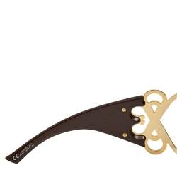 Pre Owned نظارة شمسية ديور ديوري شيلد بنية / لون ذهبي متدرجة