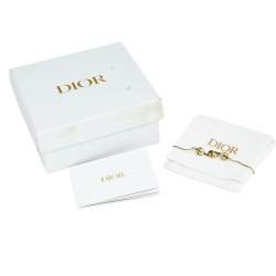 Pre Owned Dior Mise En Dior Faux Pearl Gold Tone Bracelet
