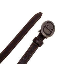 مملوكة مسبقًا Dior Dark Brown Leather CD Logo Double Waist Belt 90CM