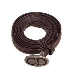 مملوكة مسبقًا Dior Dark Brown Leather CD Logo Double Waist Belt 90CM