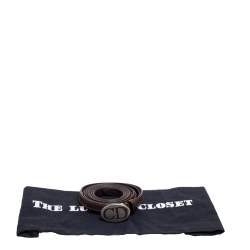 مملوكة مسبقًا Dior Dark Brown Leather CD Logo Double Waist Belt 90CM