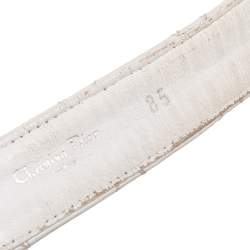 Pre Owned Dior White Cannage Leather Buckle Belt 85CM
