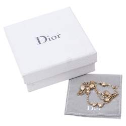 Pre Owned Dior Crystals Gold Tone Metal Necklace