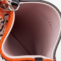 Dior Orange/Black Mesh And Leather Fusion Embellished Phone Case