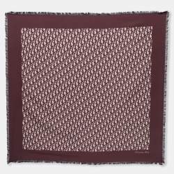 Pre Owned وشاح كريستيان ديور حرير ثنائي اللون أبليك