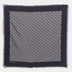 Pre Owned وشاح كريستيان ديور حرير ثنائي اللون أبليك