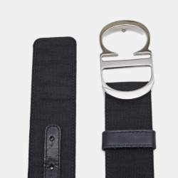 Dior Black Oblique Canvas CD Logo Buckle Belt 85CM