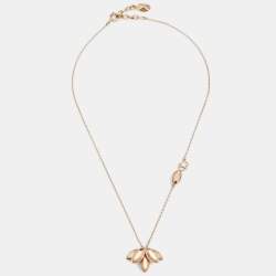 Pre Owned Dior Flower Petal Motif Crystal Gold Tone Pendant Necklace