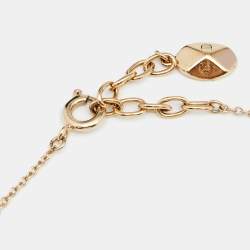 Pre Owned Dior Flower Petal Motif Crystal Gold Tone Pendant Necklace