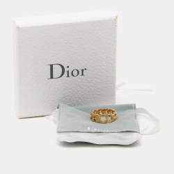 Pre Owned خاتم ديور دانسيوز إتوال معدن ذهبي اللون بسلسلة مقاس كبير - لارج