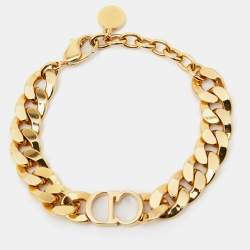 Pre Owned Dior Danseuse Étoile Gold Tone Metal Chain Bracelet
