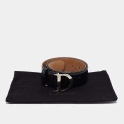 مملوكة مسبقًا حزام ديور ديوريسيمو جلد لامع أخضر زيتوني بالشعار 85 سم