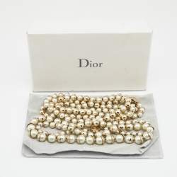 Dior Miss En Dior Faux Pearls Gold Tone Metal Set of 2 Necklaces