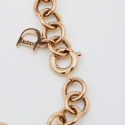 Pre Owned طقم مجوهرات ديور معدن ذهبي اللون وكريستال مزين شعار الماركة ديور