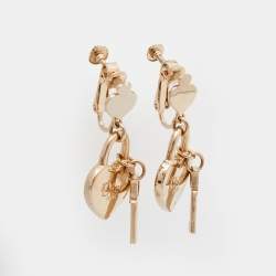 Pre Owned طقم مجوهرات ديور معدن ذهبي اللون وكريستال مزين شعار الماركة ديور