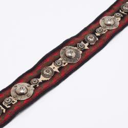 Pre Owned Dior Multicolor Canvas and Leather Studded Saddle Shoulder Bag Strap