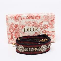 Pre Owned Dior Multicolor Canvas and Leather Studded Saddle Shoulder Bag Strap