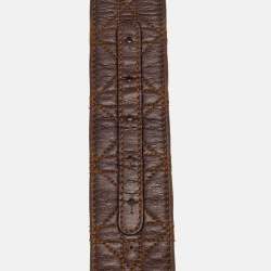 Pre Owned Dior Brown Cannage Leather Crystal Embellished D Buckle Belt 95CM