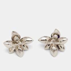 Pre Owned Dior Tribales Purple Crystals Silver Tone Metal Stud Earrings