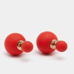 Dior Mise En Dior Tribales Matte Orange Gold Tone Metal Stud Earrings