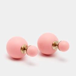 Pre Owned Dior Mise En Dior Tribales Matte Pink Gold Tone Metal Stud Earrings