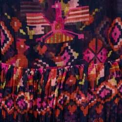 Dior Multicolour Aztec Print Silk Ruffled Scarf