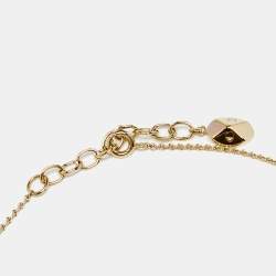 Pre Owned Dior Gold Tone Secret Cannage Faux Pearl Crystal Station Necklace