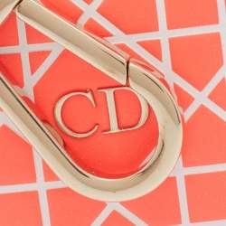 Pre Owned Dior Orange Cannage Patterned Leather Crest Bag Charm/ Key Ring