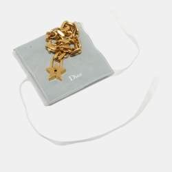 مملوكة مسبقًا Dior Aged Gold Tone Luck Star Locket Necklace