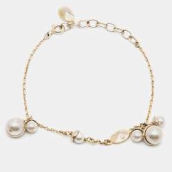 مملوكة مسبقًا Dior Faux Pearls Gold Tone Bracelet