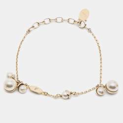 مملوكة مسبقًا Dior Faux Pearls Gold Tone Bracelet