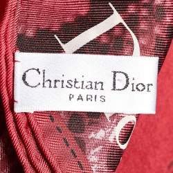 Pre Owned وشاح كريستيان ديور حرير نقشة ثعبان عنابي 